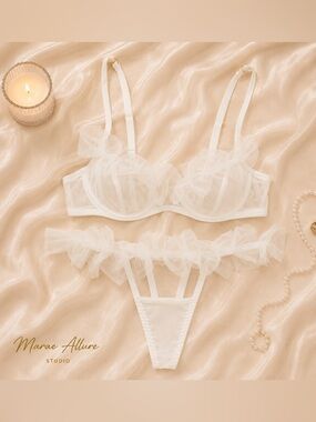 White Elegant Lingerie Set Two Piece